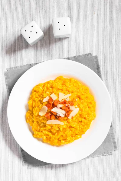 Fresh Homemade Carrot Risotto Made Pureed Carrot Garnished Roasted Carrot — Stock Photo, Image