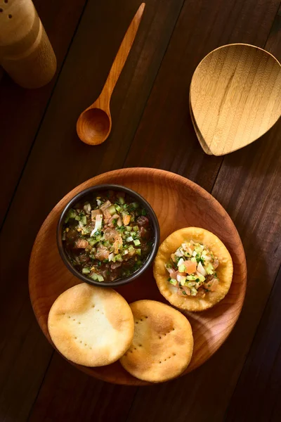 Traditional Chilean Sopaipilla Fried Pastries Made Bread Leavened Dough Served — Stock Photo, Image