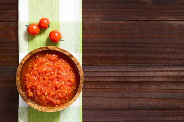 Σπιτική Παραδοσιακή Ιταλική Marinara Pomodoro Ντομάτα Σάλτσα Από Φρέσκια Ντομάτα — Φωτογραφία Αρχείου