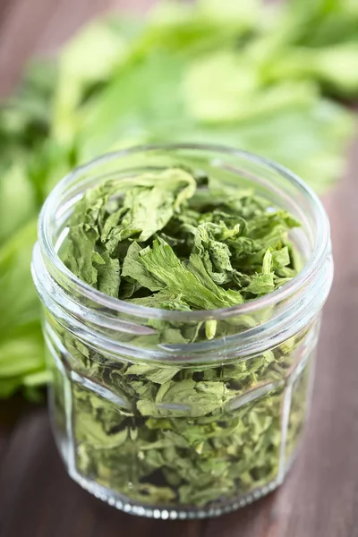 Dried Celery Leaves Used Seasoning Soups Stews Selective Focus Focus — Stock Photo, Image