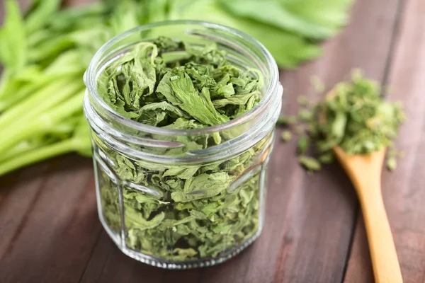 Dried Celery Leaves Used Seasoning Soups Stews Selective Focus Focus — Stock Photo, Image