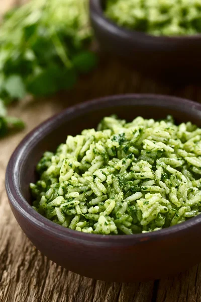 Traditionele Mexicaanse Arroz Verde Groene Rijst Schotel Gemaakt Van Langkorrelige — Stockfoto