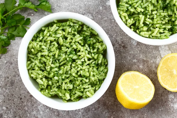 Piatto Riso Verde Tradizionale Messicano Arroz Verde Base Riso Grani — Foto Stock