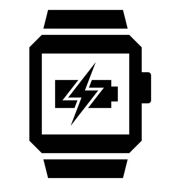 Εικονίδιο Φόρτισης Smartwatch Διανυσματική Εικόνα Της Έξυπνο Ρολόι Αστραπές Πάνω — Διανυσματικό Αρχείο