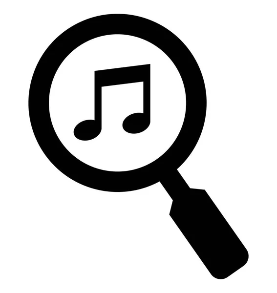 Znajdź Ikonę Muzyki Wektor Ikona Nuta Pod Lupą — Wektor stockowy