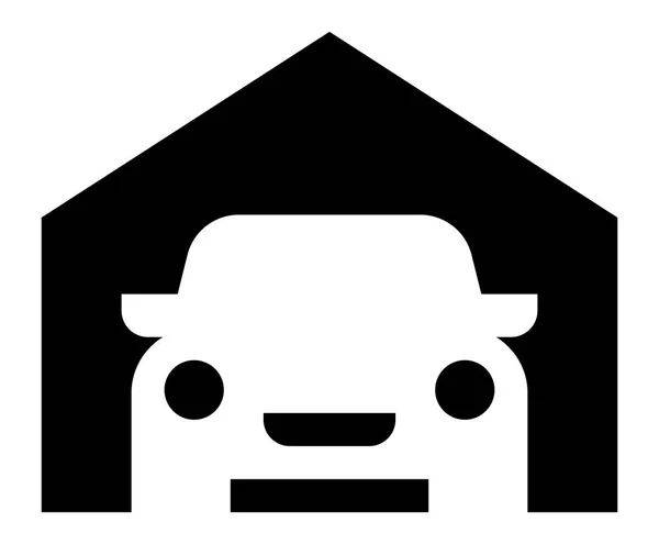 Значок Гаража Векторная Икона Автомобиля Припаркованного Гараже — стоковый вектор