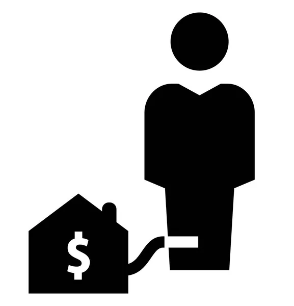 Icône Esclavage Hypothécaire Icône Vectorielle Homme Enchaîné Avec Prêt Hypothécaire — Image vectorielle