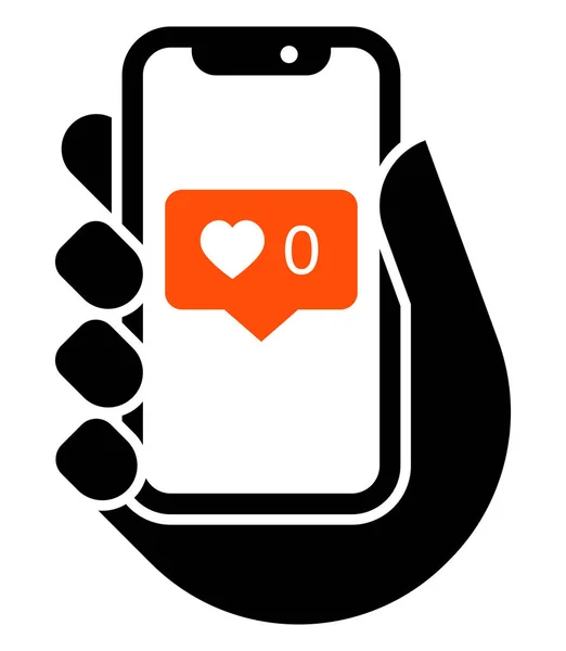 Love Icon Vector Icon Mobile Phone Hand Likes Social Media — Stock Vector