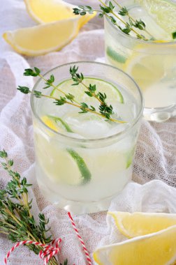 Cin, limon suyu veya limon suyu ve notlar kekik temelinde kokteyl. Bir yaz günü kokteyl serinletici bir ile kendinizi şımartın.