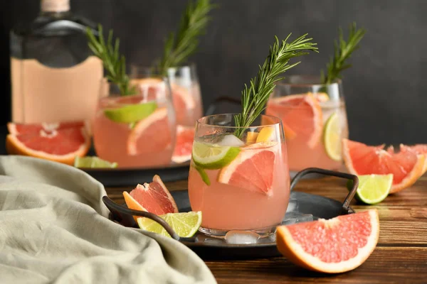 Färsk Lime Och Rosmarin Kombination Med Färsk Grapefruktjuice Och Tequila — Stockfoto