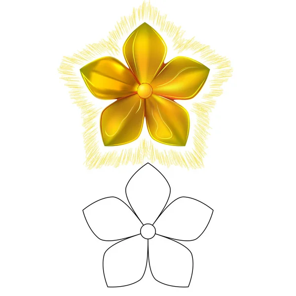 Złoty Wzór Niemożliwe Kwiat Metal Białym Tle Białym Tle Ilustracja — Wektor stockowy