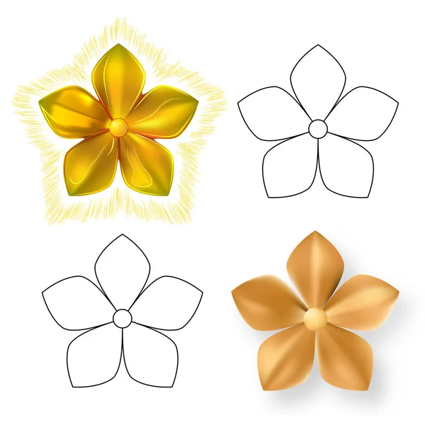 Patrón Oro Flor Imposible Metal Aislado Sobre Fondo Blanco Ilustración — Archivo Imágenes Vectoriales