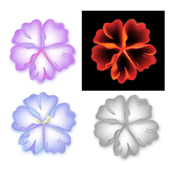 Rokerige Patroon Bloem Vijf Petal Set Geïsoleerd Achtergrond Vectorillustratie — Stockvector