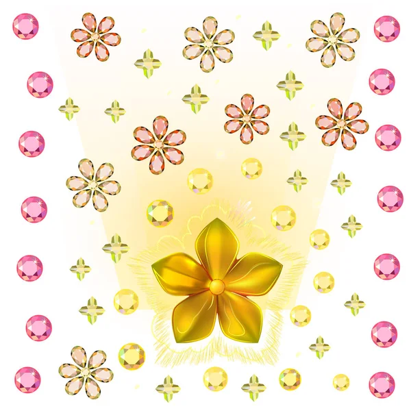 Gold Pattern Show Flower Metal Isolated Background Vector Illustration — Stock Vector