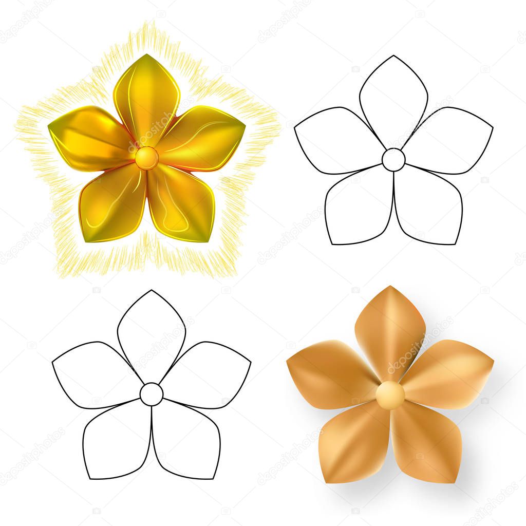 Gold pattern impossible flower metal isolated on white background (vector illustration)