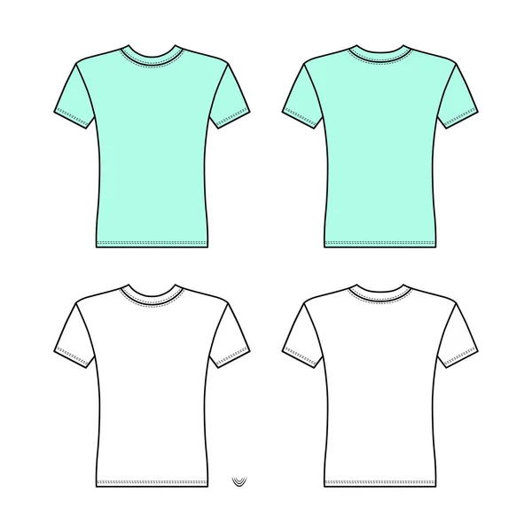 Shirt Man Template Frente Vista Traseira Ilustração Vetorial Isolado Fundo — Vetor de Stock