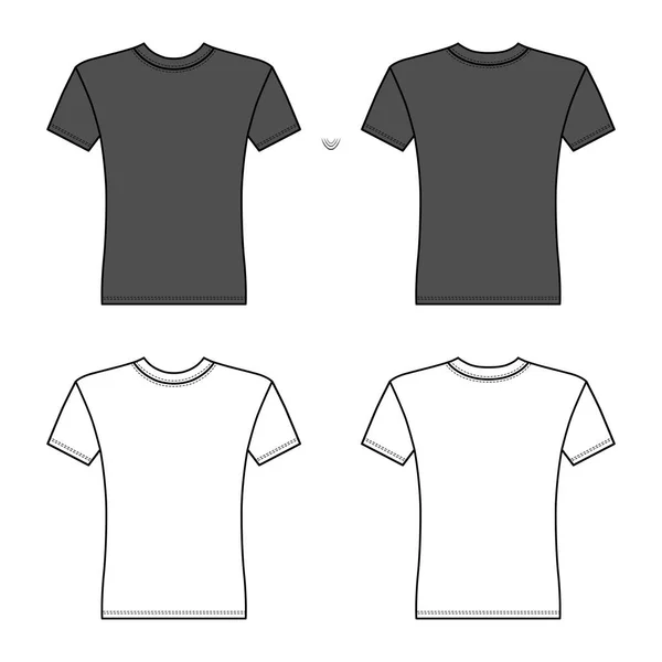 Shirt Man Template Frente Vista Traseira Ilustração Vetorial Isolado Fundo — Vetor de Stock