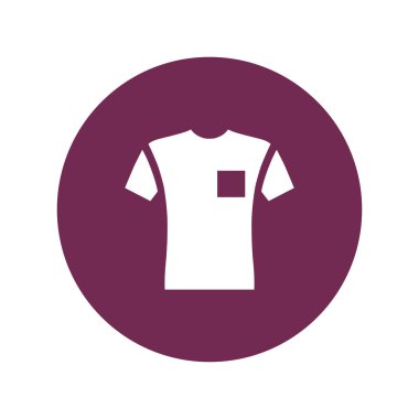 Kısa kollu cep t-shirt önden görünüm düz stil, üzerinde beyaz izole vektör çizim