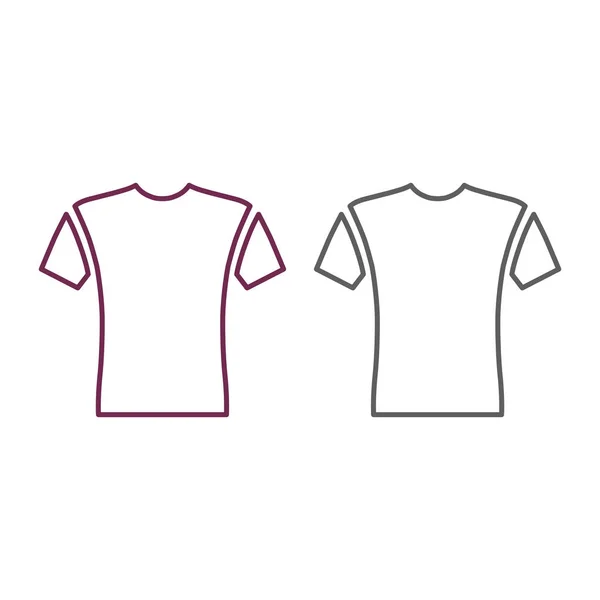 Kurzarm Shirt Vorderseite Linearer Stil Vektordarstellung Isoliert Auf Weiß — Stockvektor