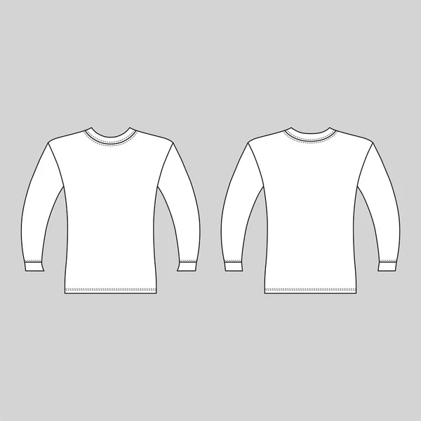 Lange Mouwen Shirt Overzicht Sjabloon Front Terug Weergave Vectorillustratie Geïsoleerd — Stockvector