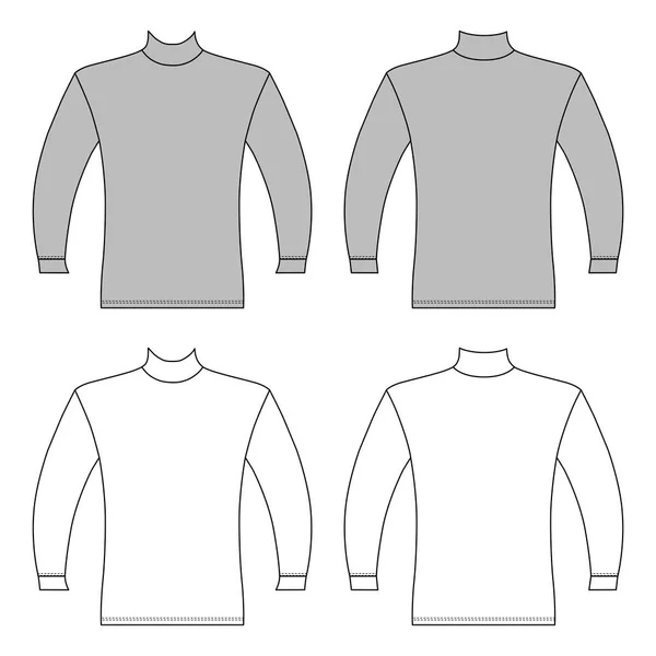 Long Sleeve Shirt Outlined Template Front Back View Vector Illustration — Stock Vector