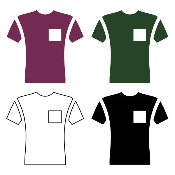 Bolsillo Manga Corta Camiseta Vista Frontal Estilo Plano Ilustración Vectorial — Vector de stock