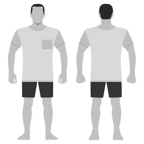 Fashion Man Body Full Length Template Figure Silhouette Shorts Shirt — Stock Vector