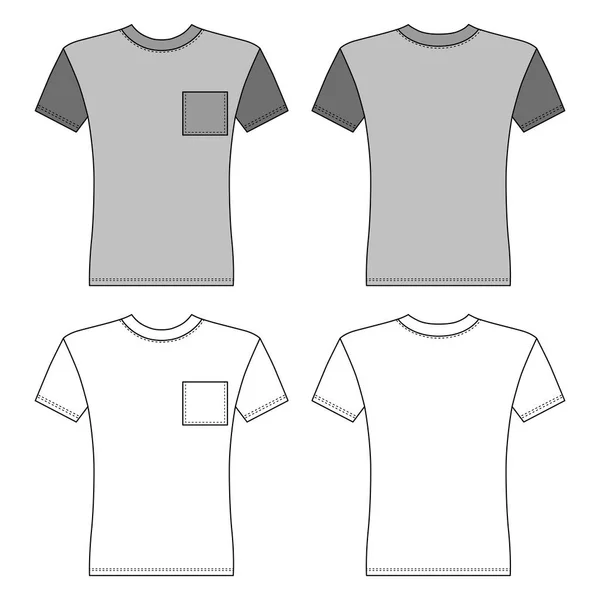 Shirt Man Template Front Back Views Vector Illustration Isolated White — Stock Vector