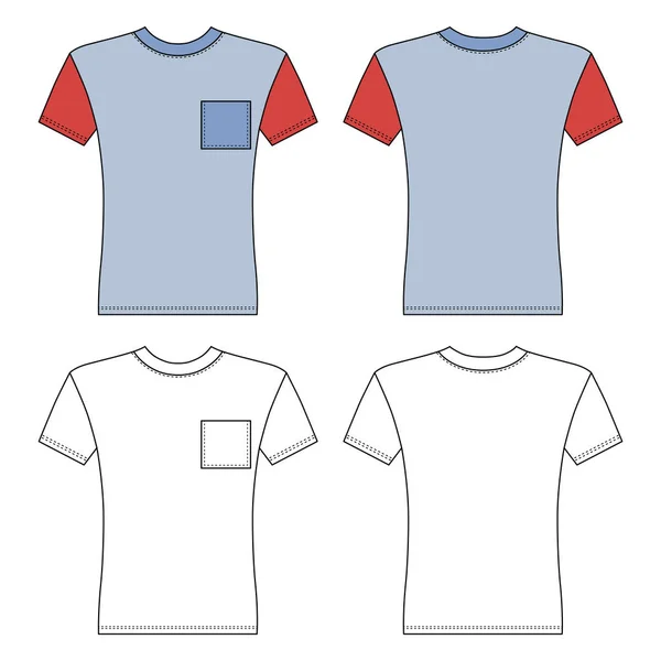 Camiseta Hombre Plantilla Frente Vistas Traseras Ilustración Vectorial Aislado Sobre — Archivo Imágenes Vectoriales