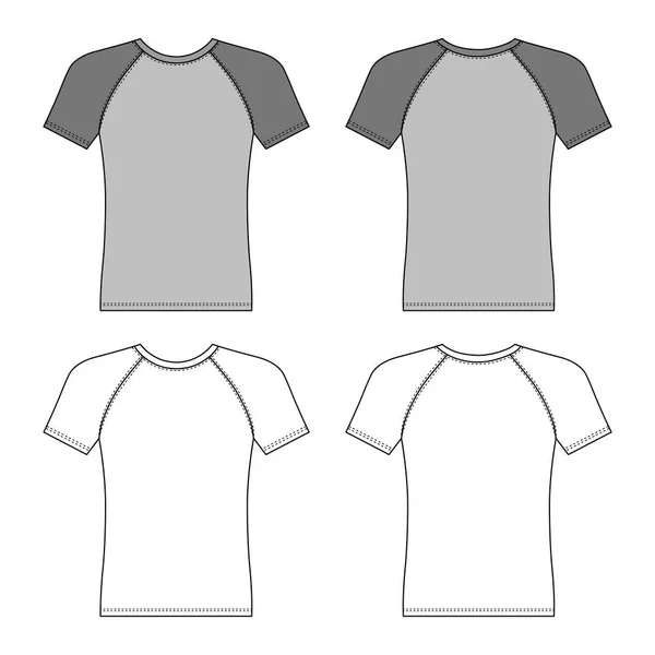 Shirt Man Template Frente Visão Traseira Ilustração Vetorial Isolada Fundo —  Vetores de Stock