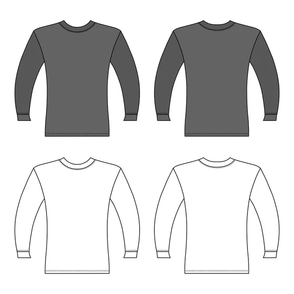 Shirt Mann Vorlage Vorder Und Rückansichten Vektor Illustration Auf Hintergrund — Stockvektor