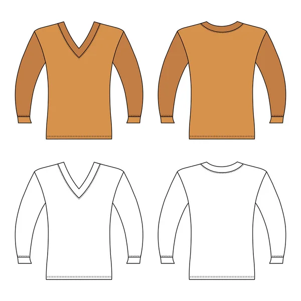 Shirt Man Template Frente Visão Traseira Ilustração Vetorial Isolada Fundo — Vetor de Stock