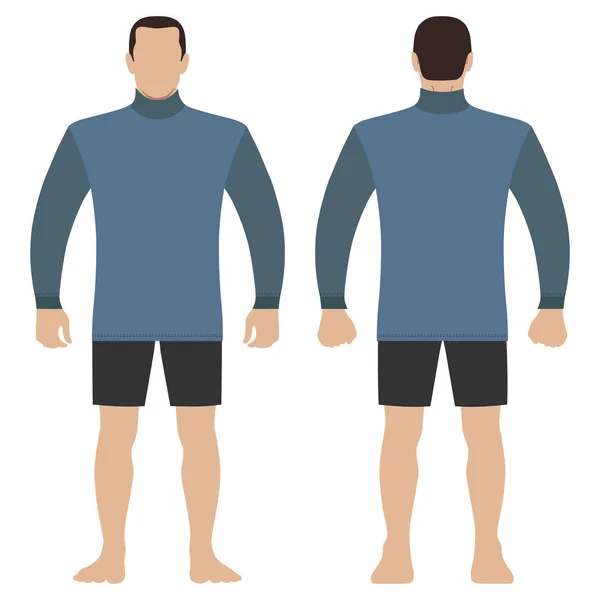 Mode Mann Körper Ganzkörperschablone Figur Silhouette Shorts Und Shirt Vorder — Stockvektor