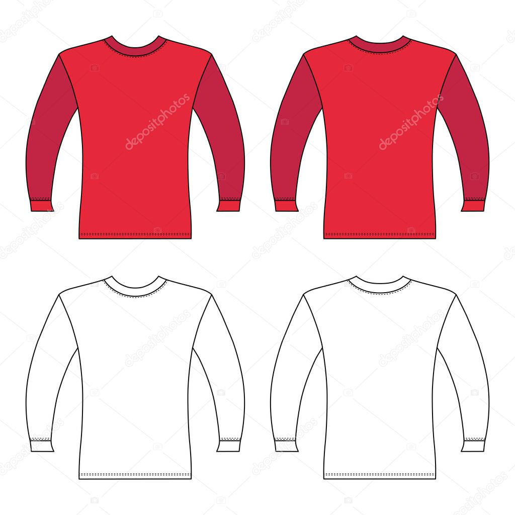 T shirt man template (front, back views), vector illustration isolated on background