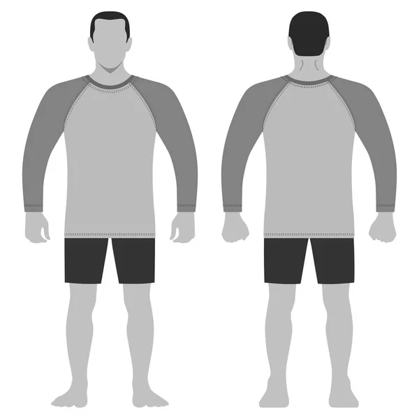 Mode Mann Körper Ganzkörperschablone Figur Silhouette Kurzen Hosen Und Shirt — Stockvektor