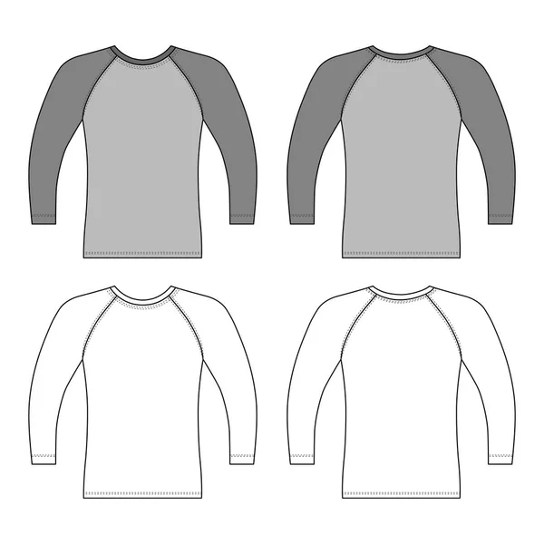 Shirt Man Template Frente Visão Traseira Ilustração Vetorial Isolada Fundo — Vetor de Stock