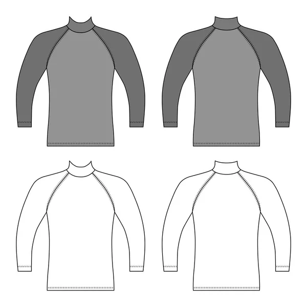 Shirt Man Template Frente Visão Traseira Ilustração Vetorial Isolada Fundo —  Vetores de Stock