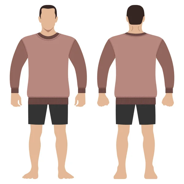 Moda Hombre Cuerpo Longitud Completa Figura Silueta Pantalones Cortos Camiseta — Vector de stock