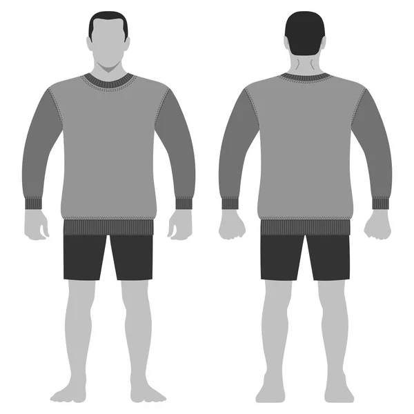 Fashion Man Body Full Length Template Figure Silhouette Shorts Shirt — Stock Vector