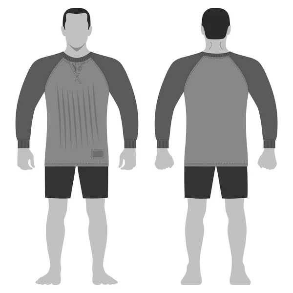 Mode Mann Körper Ganzkörperschablone Figur Silhouette Kurzen Hosen Und Shirt — Stockvektor