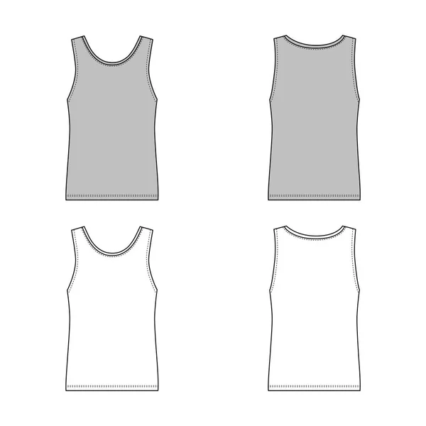 Singlet Man Template Front Back Views Vector Illustration Isolated White — Stock Vector