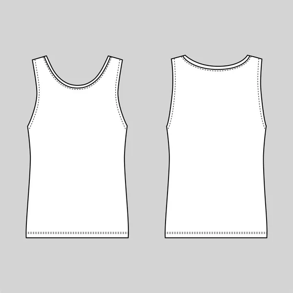 Singlet Man Template Front Back Views Vector Illustration Isolated White — Stock Vector