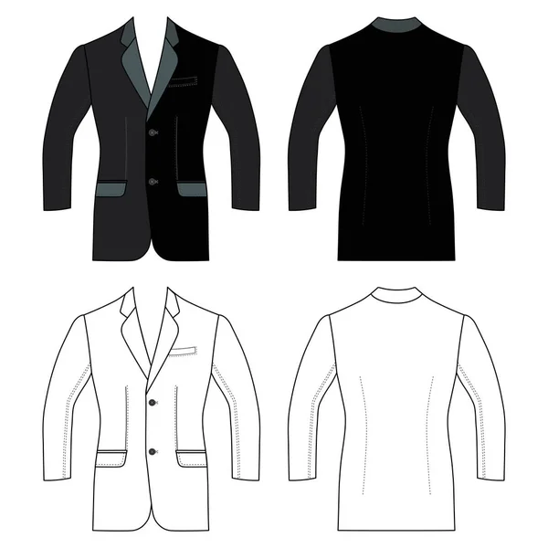 Blazer Man Template Front Back Views Ilustração Vetorial Isolada Fundo — Vetor de Stock