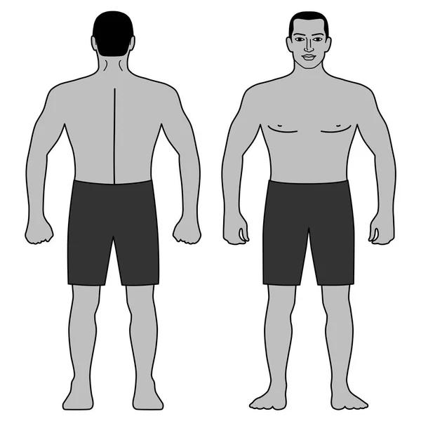 Moda Héroe Hombre Cuerpo Longitud Completa Figura Figura Conjunto Silueta — Vector de stock