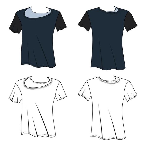 Shirt Man Template Frente Visão Traseira Ilustração Vetorial Isolada Fundo — Vetor de Stock