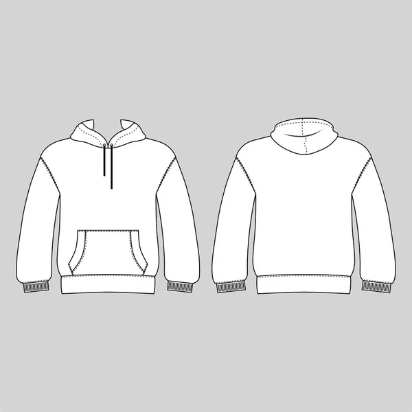 Hoodie Mannen Mall Främre Bakre Utsikt Vektor Illustration Isolerade Bakgrunden — Stock vektor