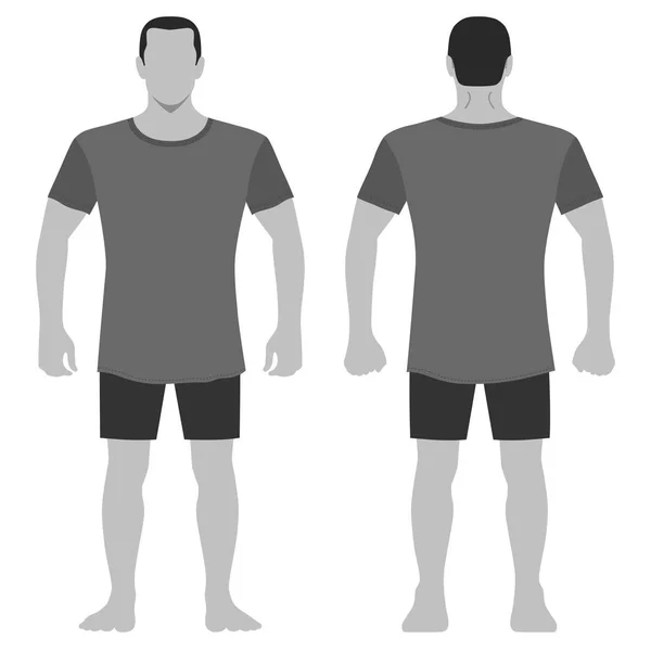 Moda Hombre Cuerpo Longitud Completa Figura Silueta Pantalones Cortos Camiseta — Archivo Imágenes Vectoriales