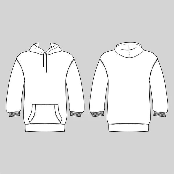 Modèle Homme Sweat Capuche Vue Avant Vue Arrière Illustration Vectorielle — Image vectorielle