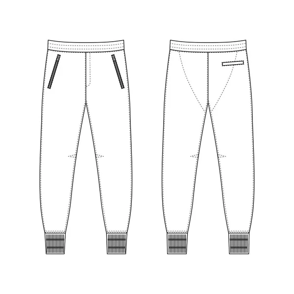 Modello Uomo Pantaloni Della Tuta Fronte Vista Posteriore Illustrazione Vettoriale — Vettoriale Stock