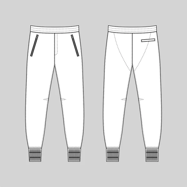 Sweatpants Man Template Front Back Views Vector Illustration Isolated Background — Stock Vector